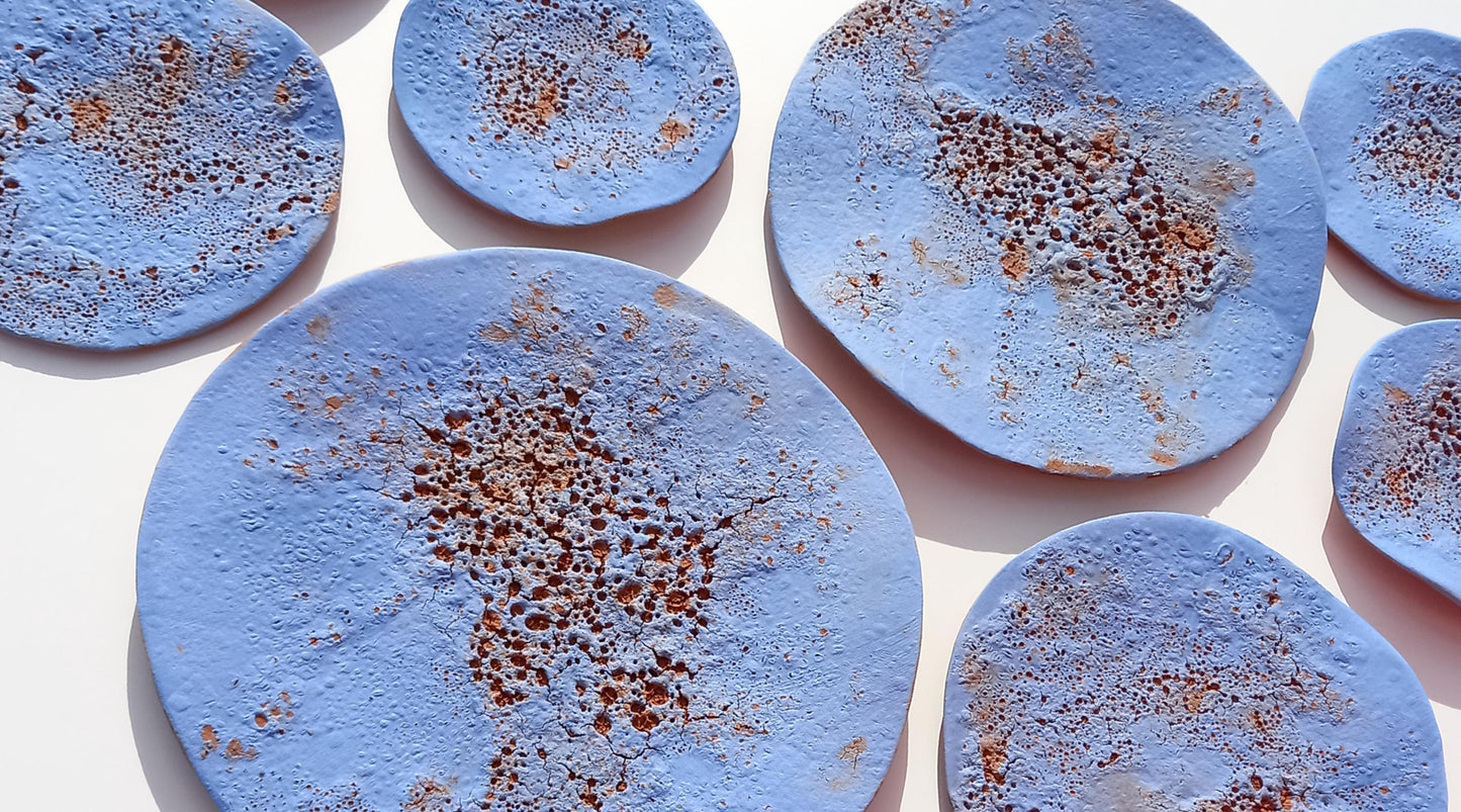 Terracotta Tile Wall Art: Blue Ceramic Sculpture, Made to Order