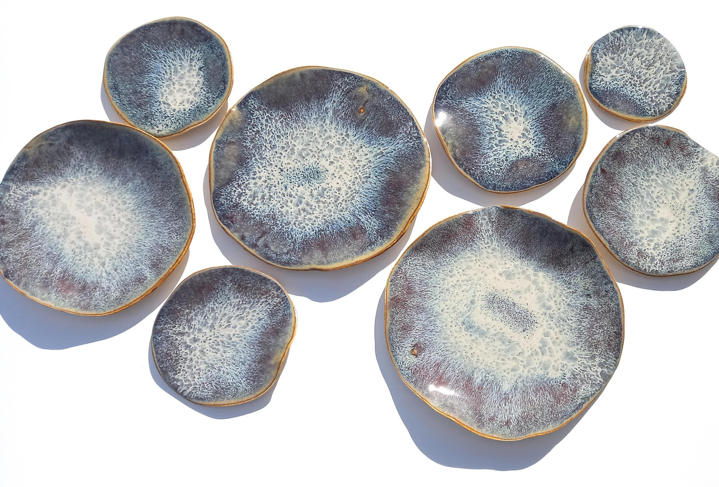 Organic Porcelain Wall Art Tiles - Blue, White & Honey - Made To Order