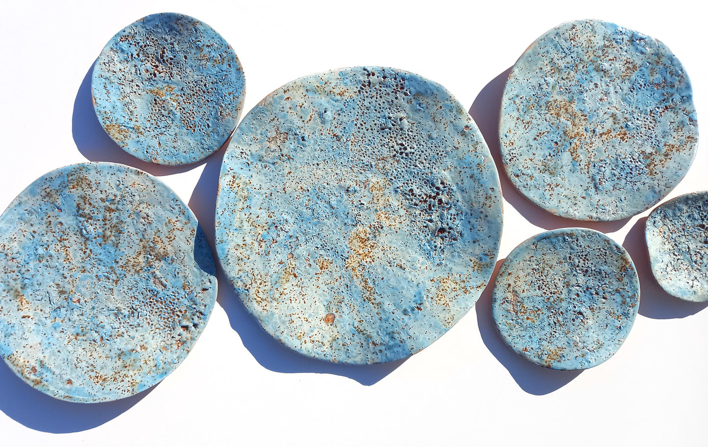 Sky Blue Terracotta Wall Art - Ceramic Wall Sculpture - Modern Decorative Tiles - Made to Order
