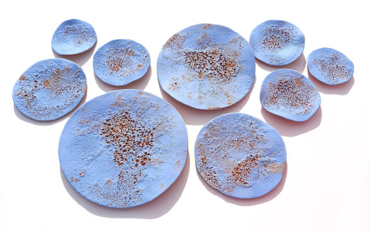 Terracotta Tile Wall Art: Blue Ceramic Sculpture, Made to Order