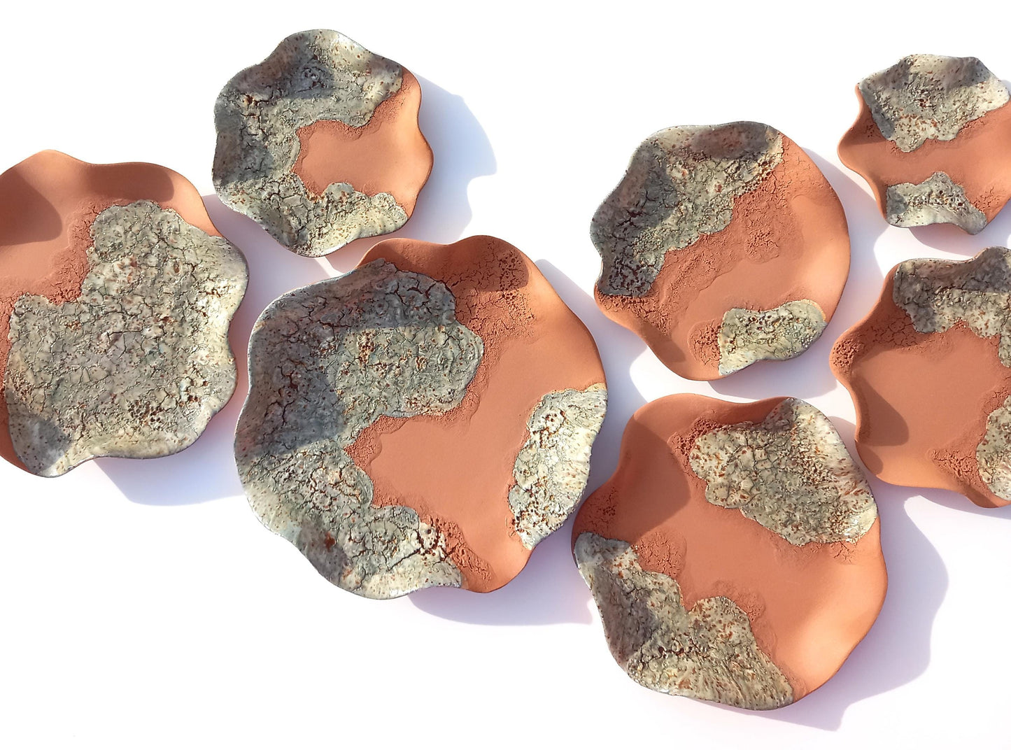 Sage Green and Terracotta Wall Art - Ceramic Sculpture - Modern Decorative Tiles - Made to Order