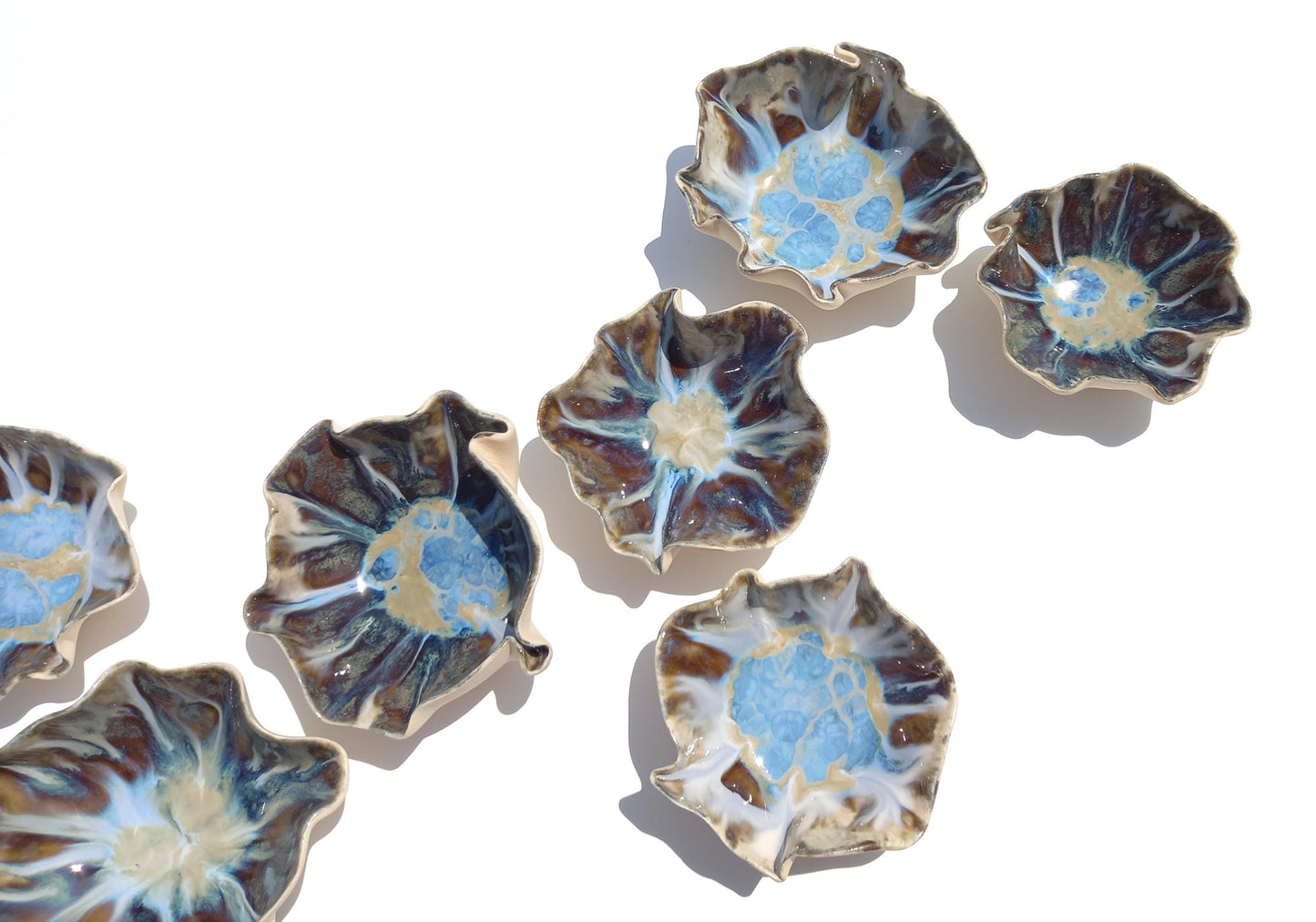 Handmade Porcelain Tulip Wall Art: Blue, Honey, Brown - Made to Order