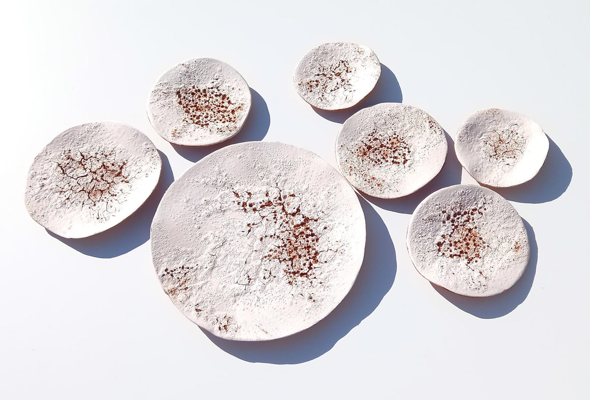White Terracotta Tile Wall Art: Ceramic Sculpture, Made to Order