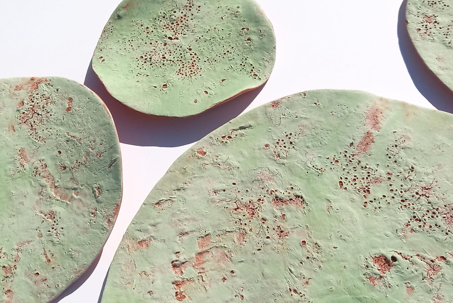 Terracotta Tile Wall Art: Apple Green Ceramic Sculpture, Made to Order
