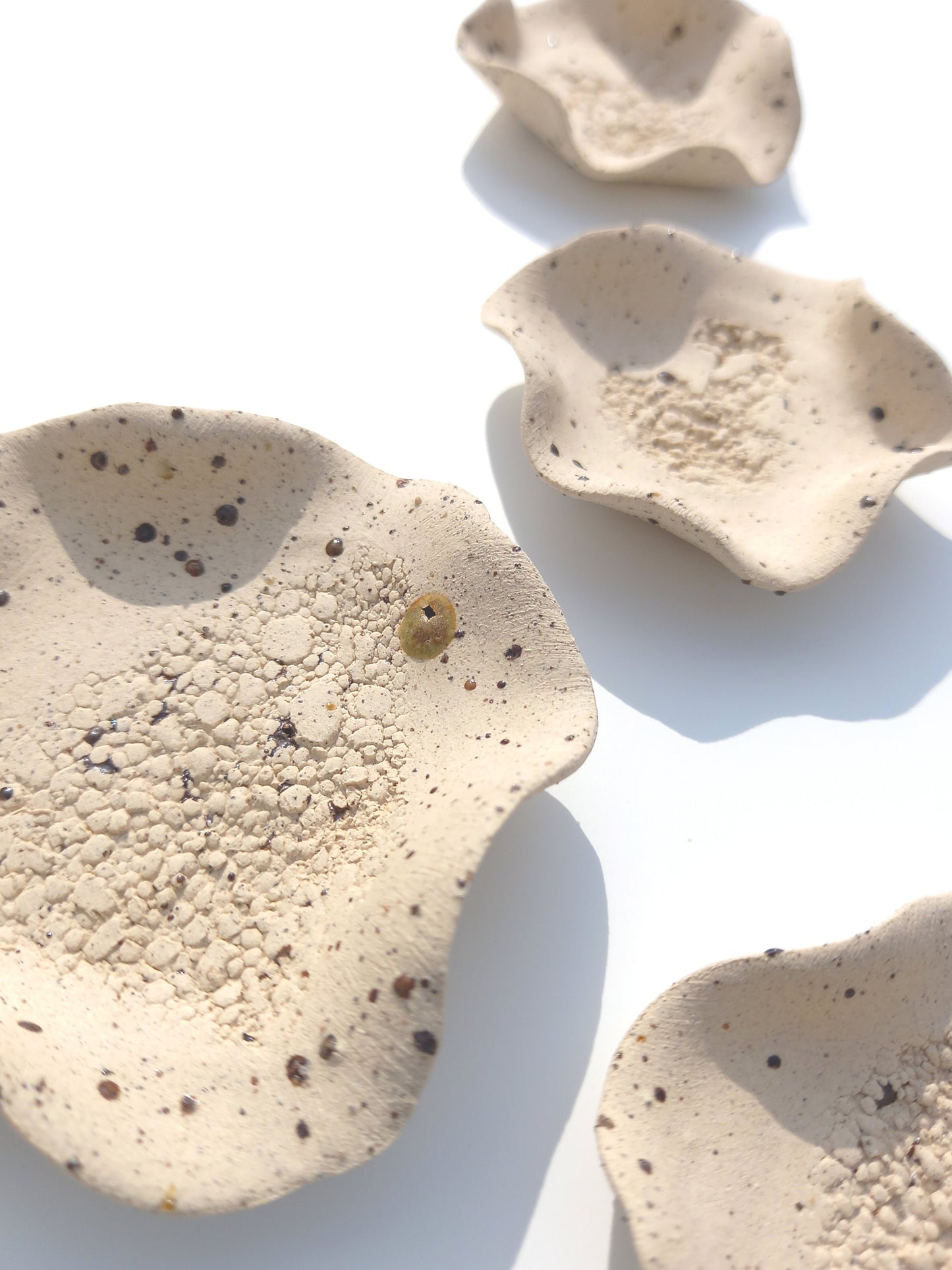 Beige Speckled Stoneware Flower Tiles: Large Ceramic Wall Art (MADE TO ORDER)