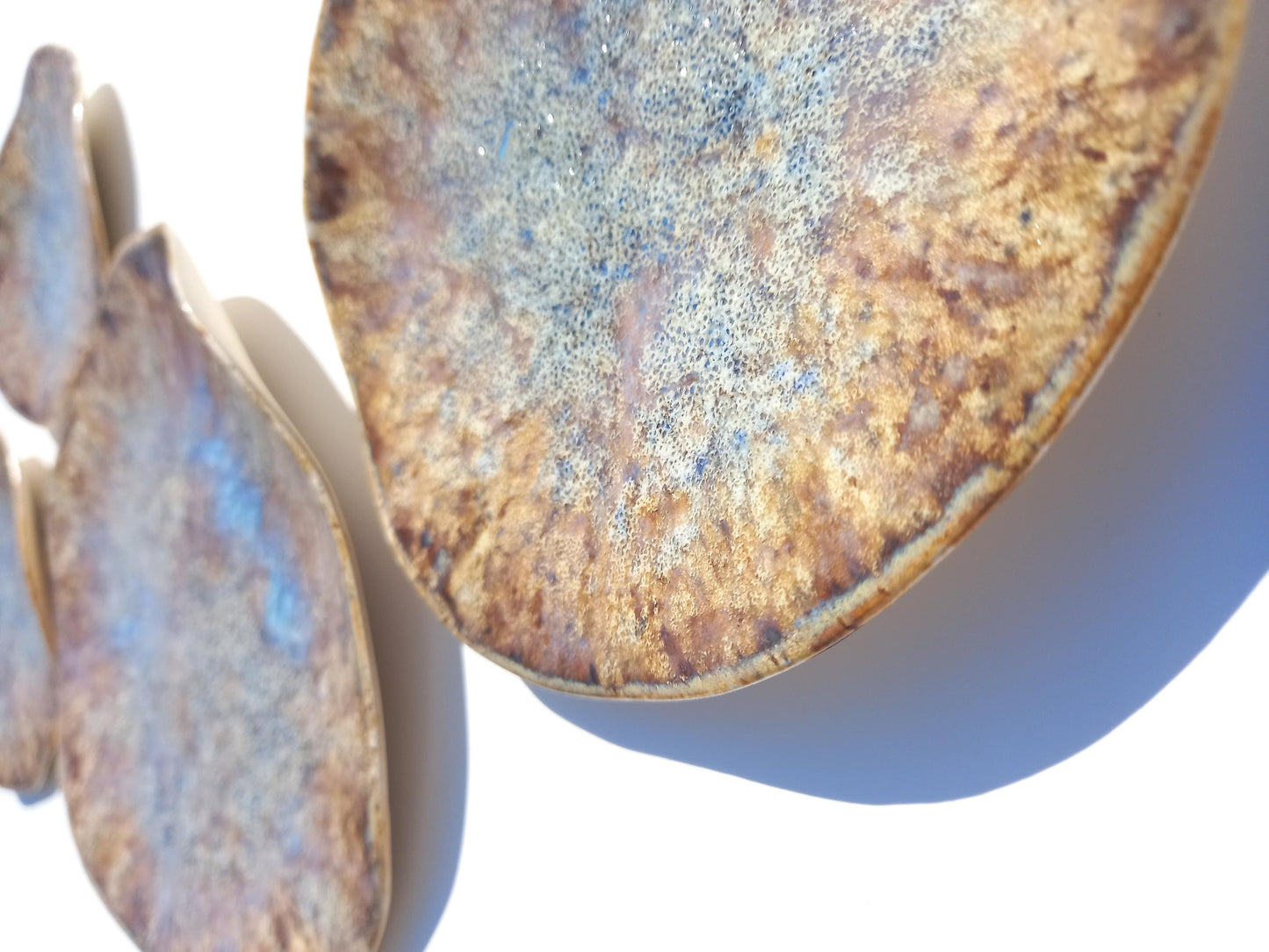 Organic Porcelain Wall Art Tiles - Beige, Honey, Brown & Blue - Made To Order