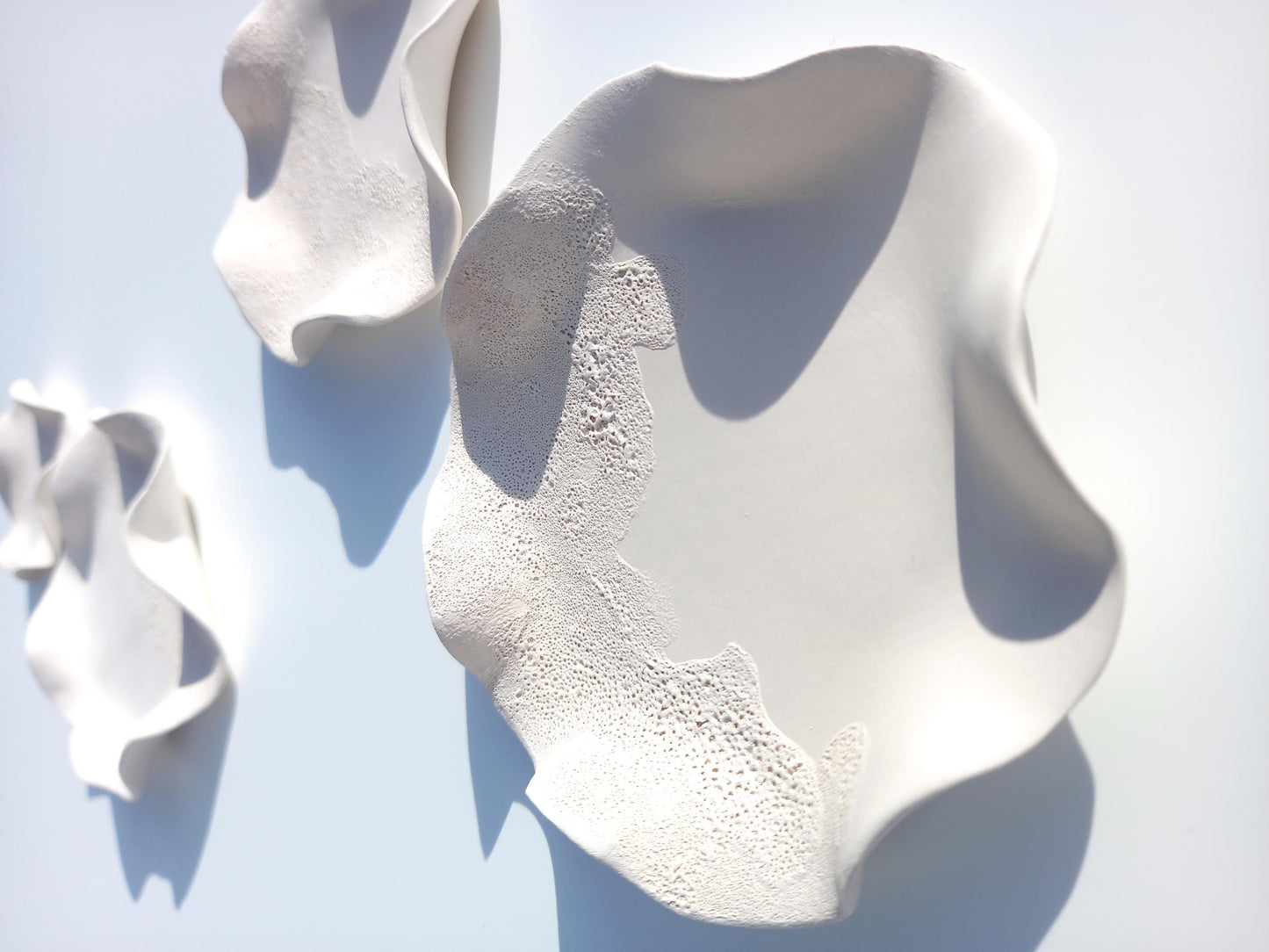 Large White Ceramic Wall Art - Minimalist Sculpture - Modern Floral Decor - Made to Order