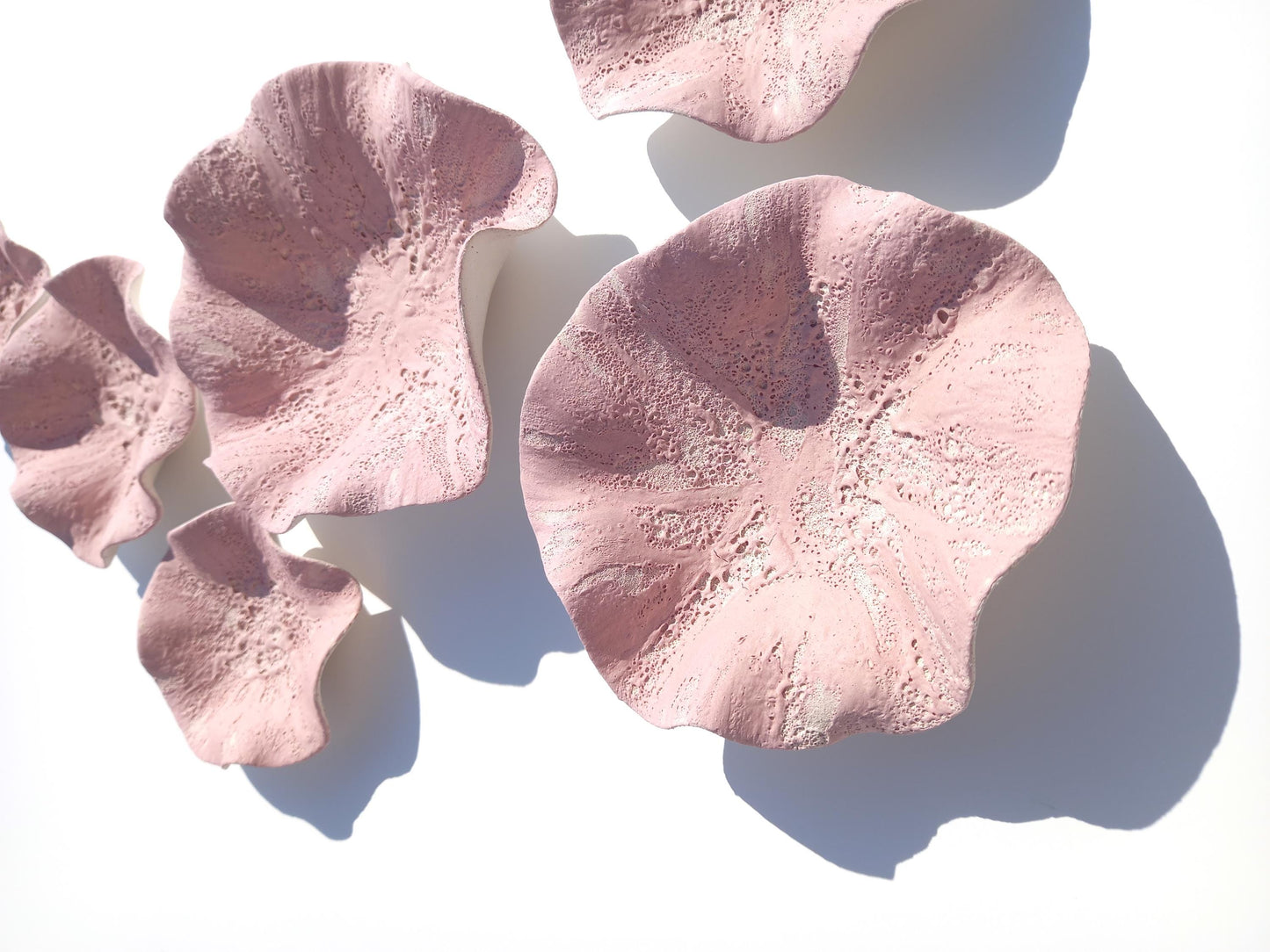 Large Pink Ceramic Wall Art - Flower Tiles - Floral Sculpture - Home decor MADE TO ORDER