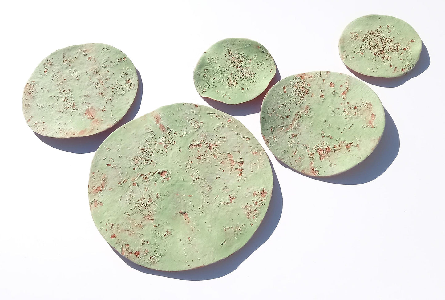 Terracotta Tile Wall Art: Apple Green Ceramic Sculpture, Made to Order