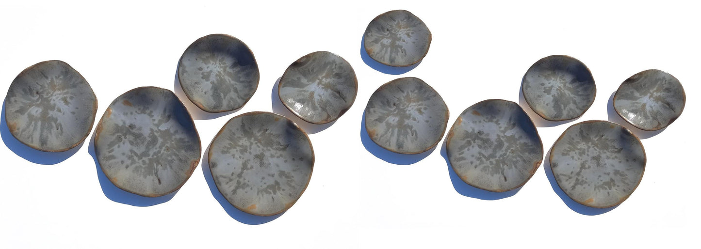 Stone Gray & Taupe Ceramic Wall Sculpture: Organic Round Porcelain Tile Art, Made to Order