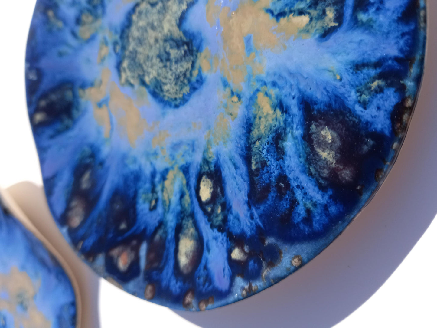 Organic Porcelain Wall Art Tiles - Blue & Honey - Made To Order