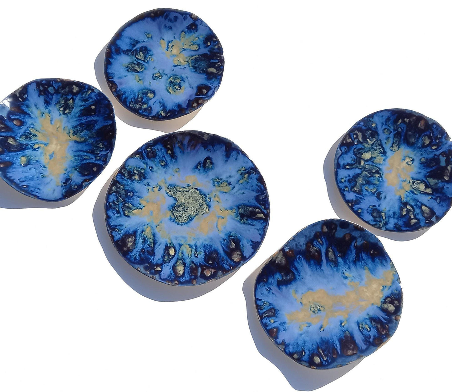 Organic Porcelain Wall Art Tiles - Blue & Honey - Made To Order
