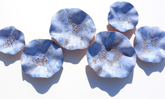 Glazed Terracotta Tile Wall Art: Denim Blue Ceramic Sculpture, Made to Order