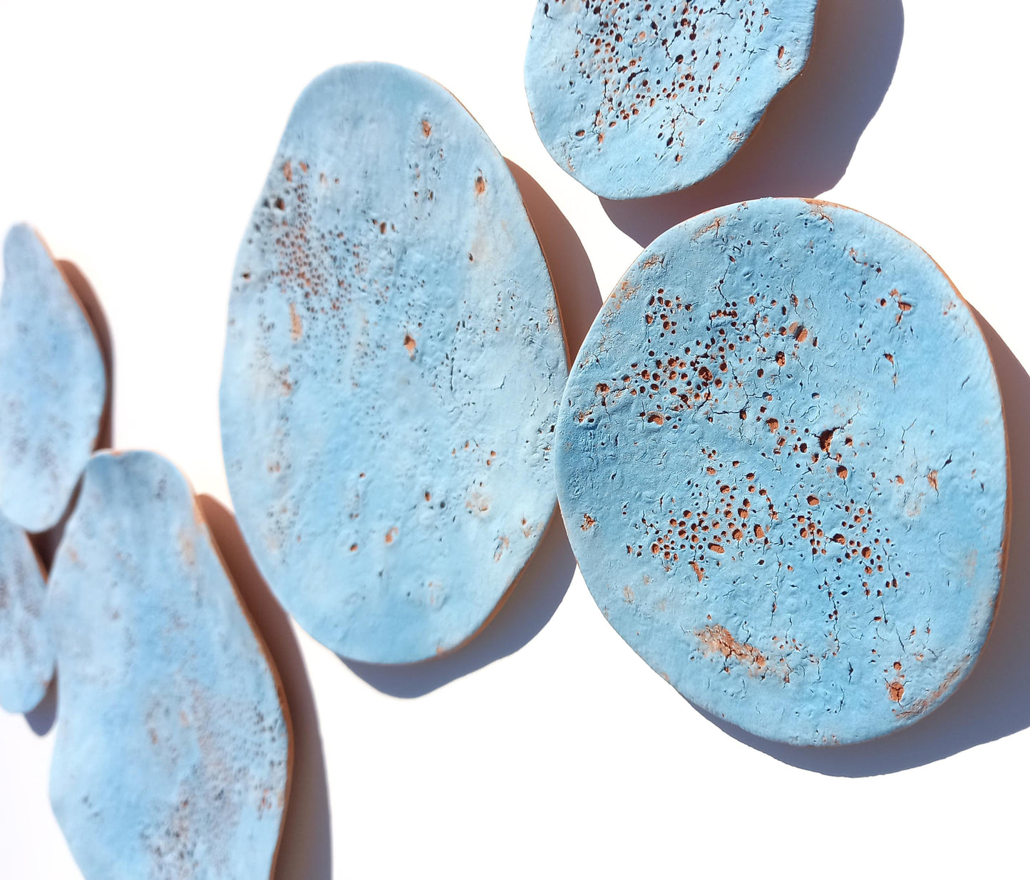 Terracotta Tile Wall Art: Sky Blue Ceramic Sculpture, Made to Order