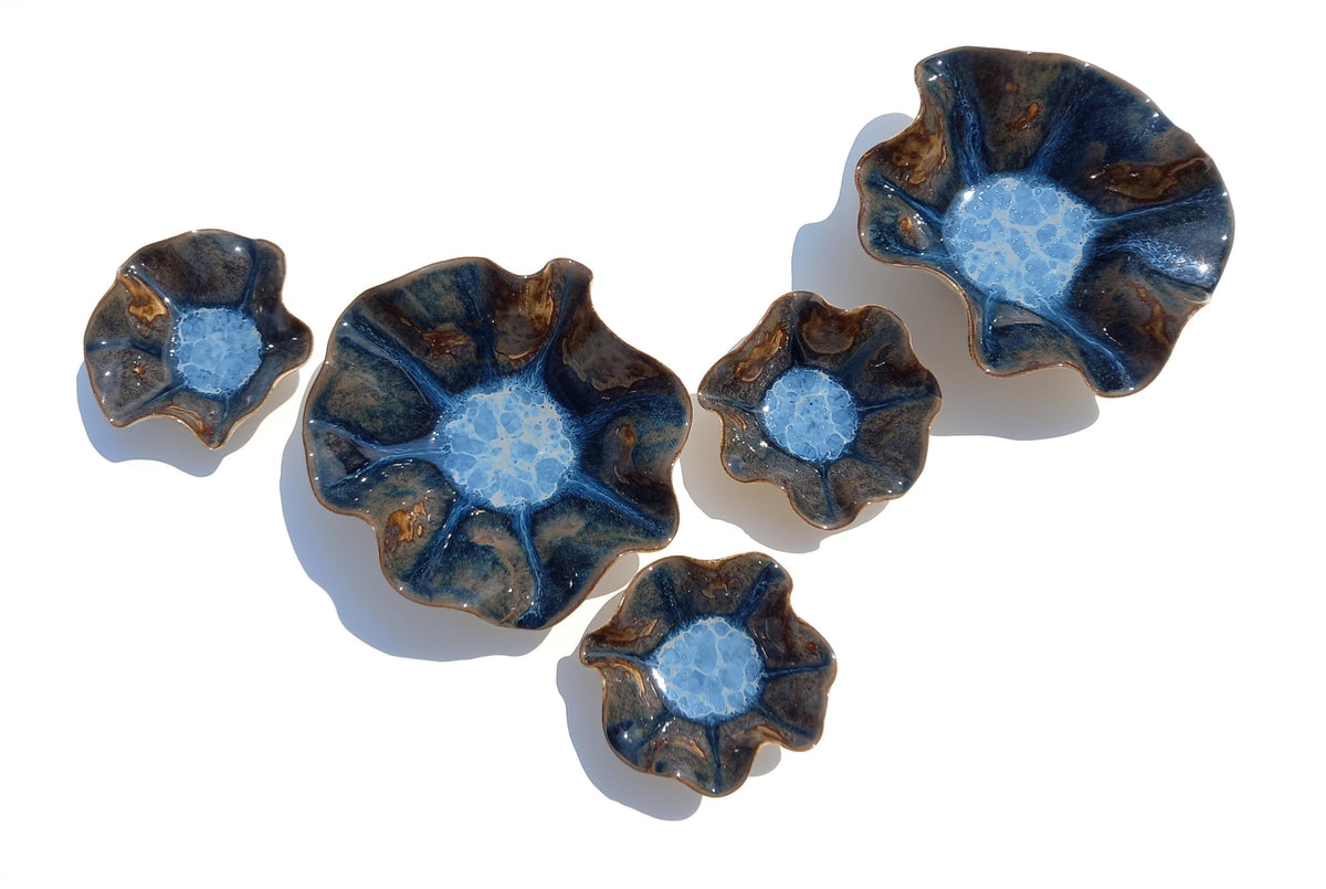 Blue Porcelain Wall Art Sculpture Set - Ocean Inspired, Made to Order