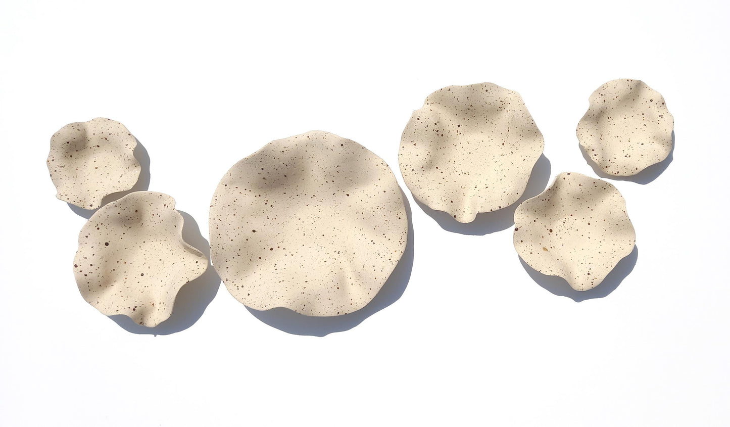 Beige Speckled Ceramic Wall Art: Handmade Art Decor, Made to Order
