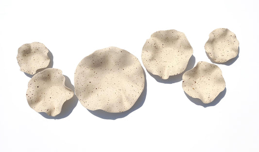 Beige Speckled Ceramic Wall Art: Handmade Art Decor, Made to Order
