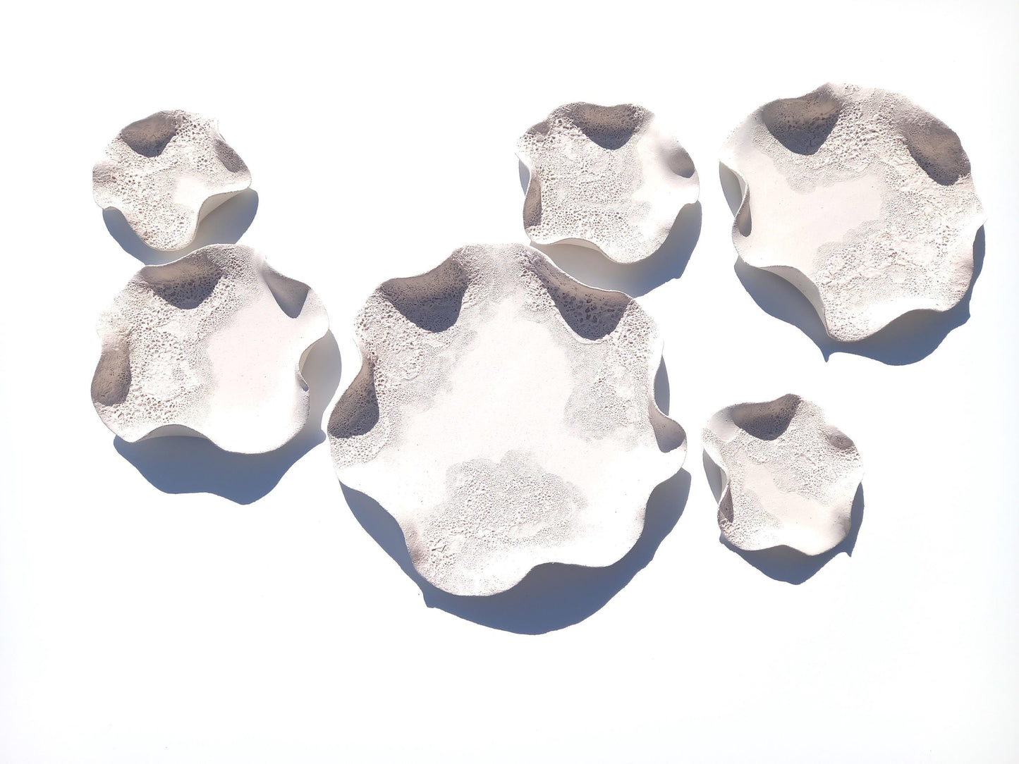 Off-White Ceramic Flower Wall Art Tiles: Large Handmade Wall Sculpture, Made to Order