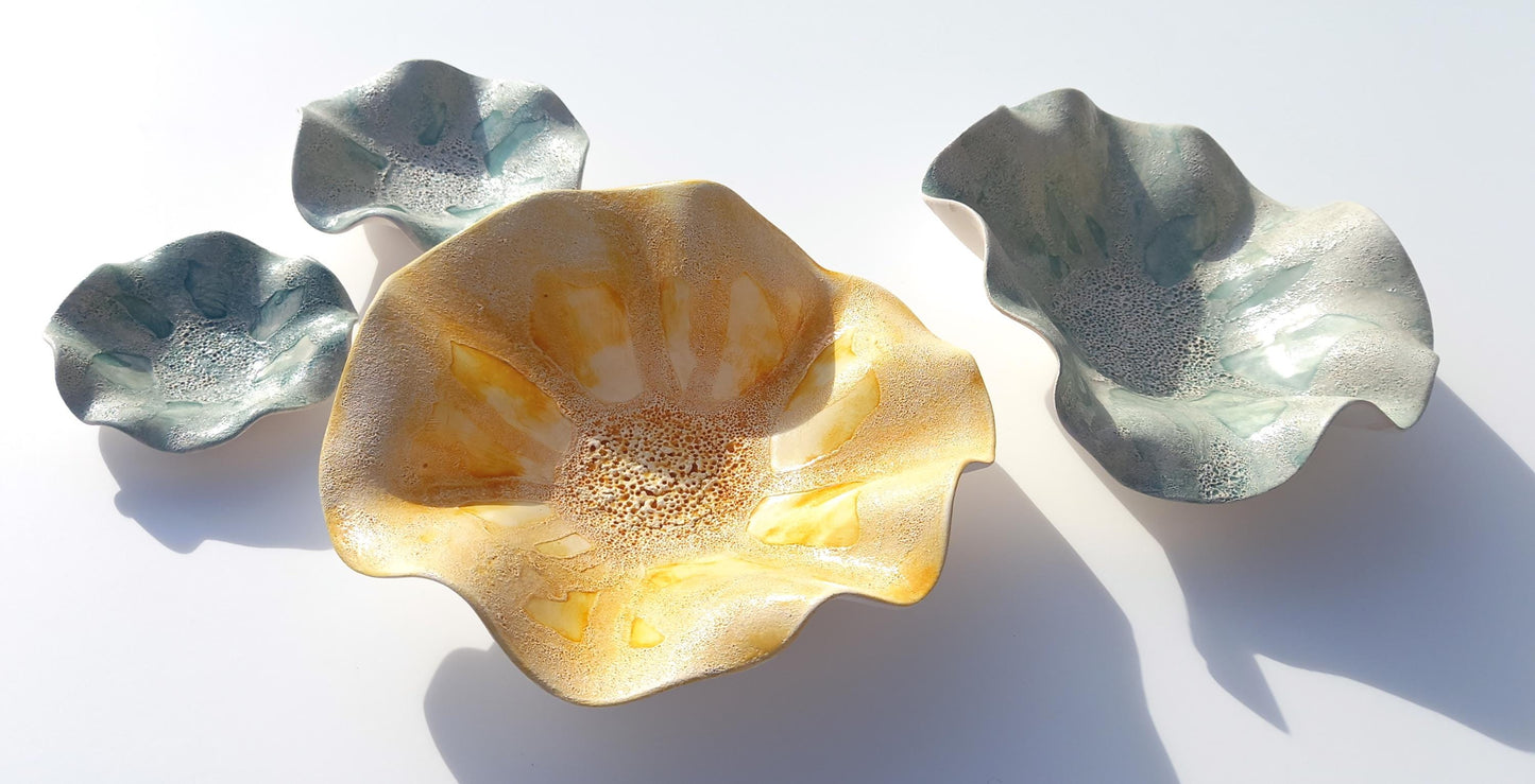 Teal & Sunset Ceramic Wall Art: Art Installation Sculpture (Made to Order)