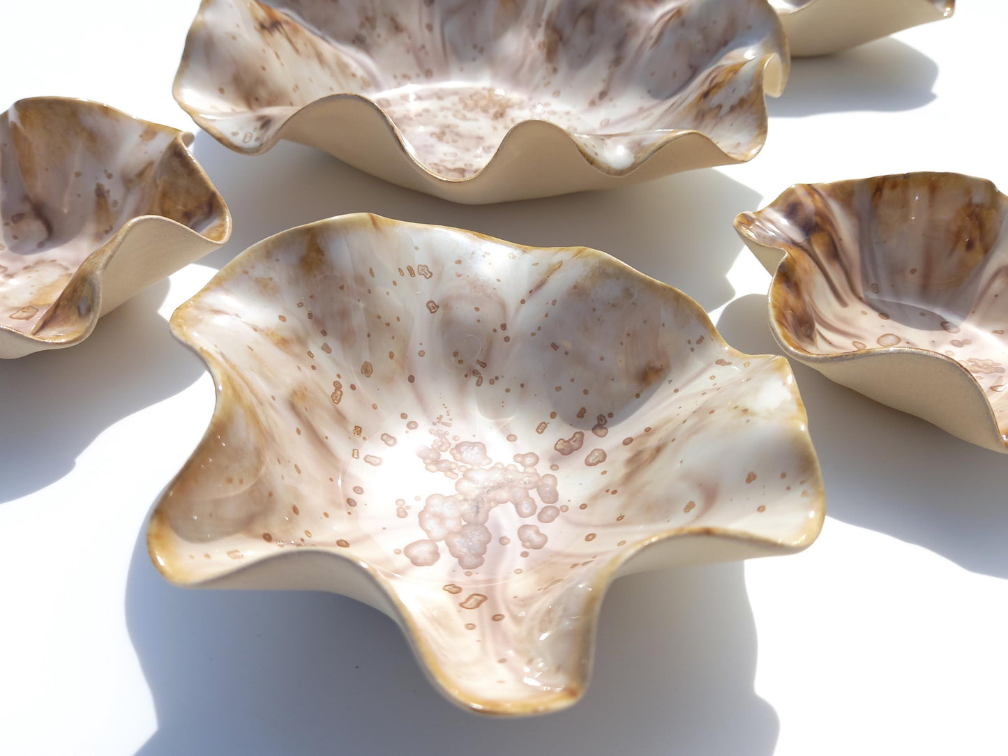 Handmade Beige & Honey Porcelain Wall Art Sculpture Set, Made to Order