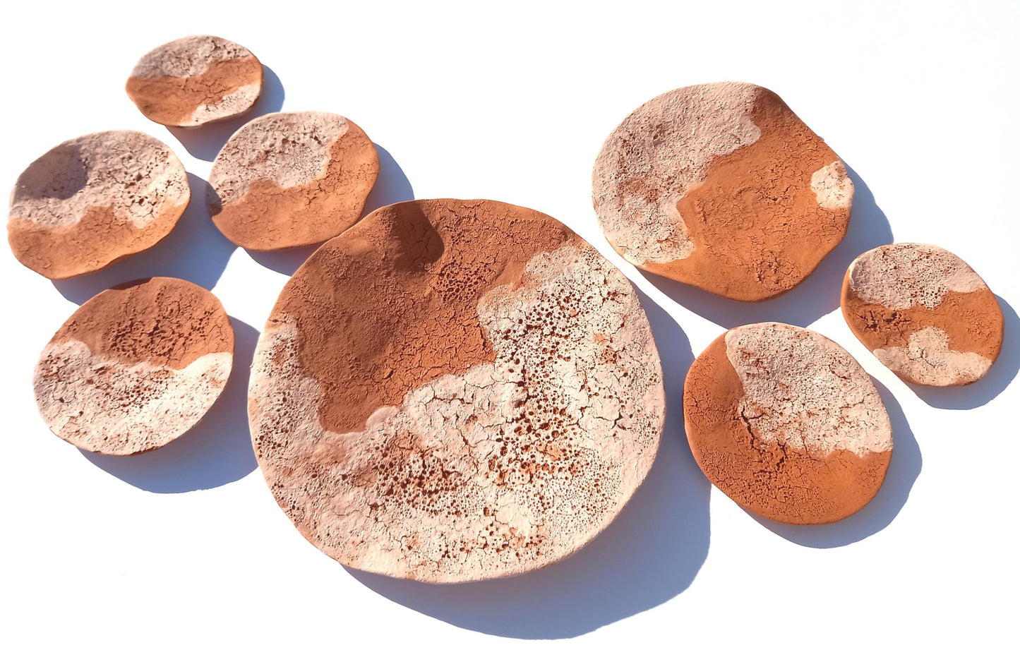 Beige & Terracotta Desert Wall Art Tiles: Handmade Ceramic Sculpture, Made to Order