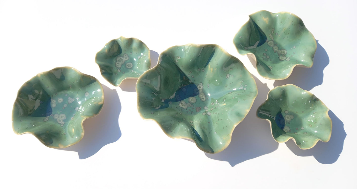 Green Porcelain Art Sculpture: Custom Ceramic Wall Decor, Made to Order