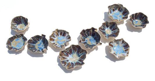 Handmade Porcelain Tulip Wall Art: Blue, Honey, Brown - Made to Order