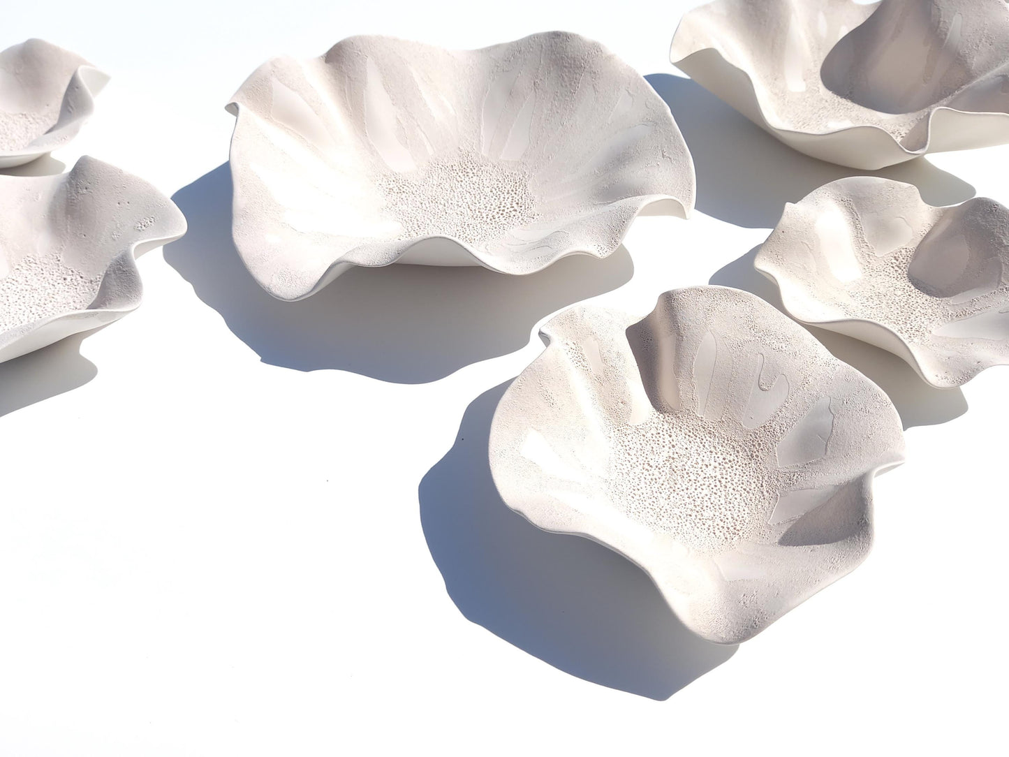 White Ceramic Flower Wall Art Tiles: Large Floral Wall Sculpture (Made to Order)