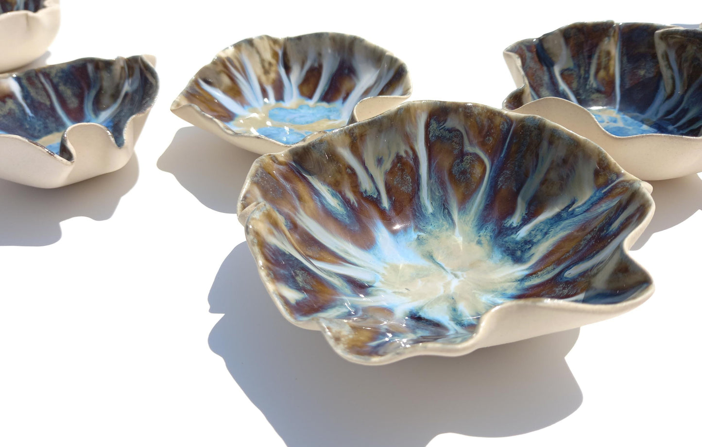 Handmade Porcelain Tulip Wall Art: Blue, Honey, Brown - Made to Order