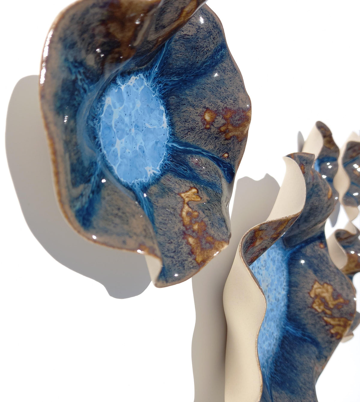 Blue Porcelain Wall Art Sculpture Set - Ocean Inspired, Made to Order
