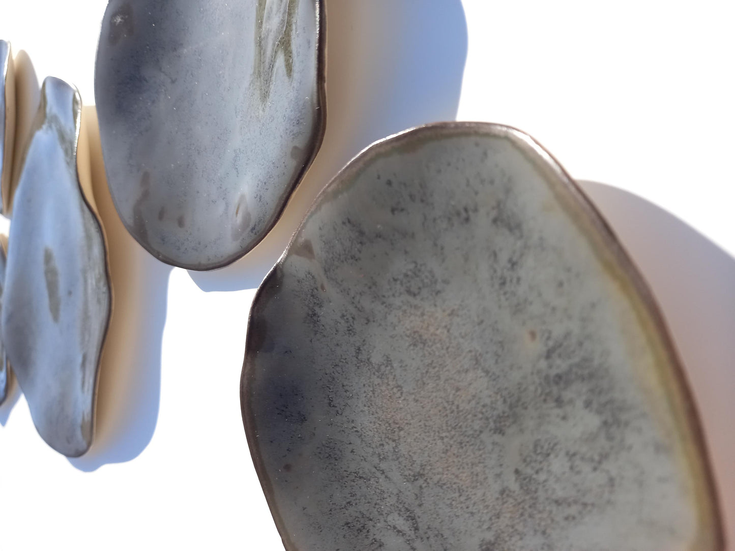 Taupe Gray & Stone Ceramic Wall Sculpture: Organic Round Porcelain Tile Art, Made to Order