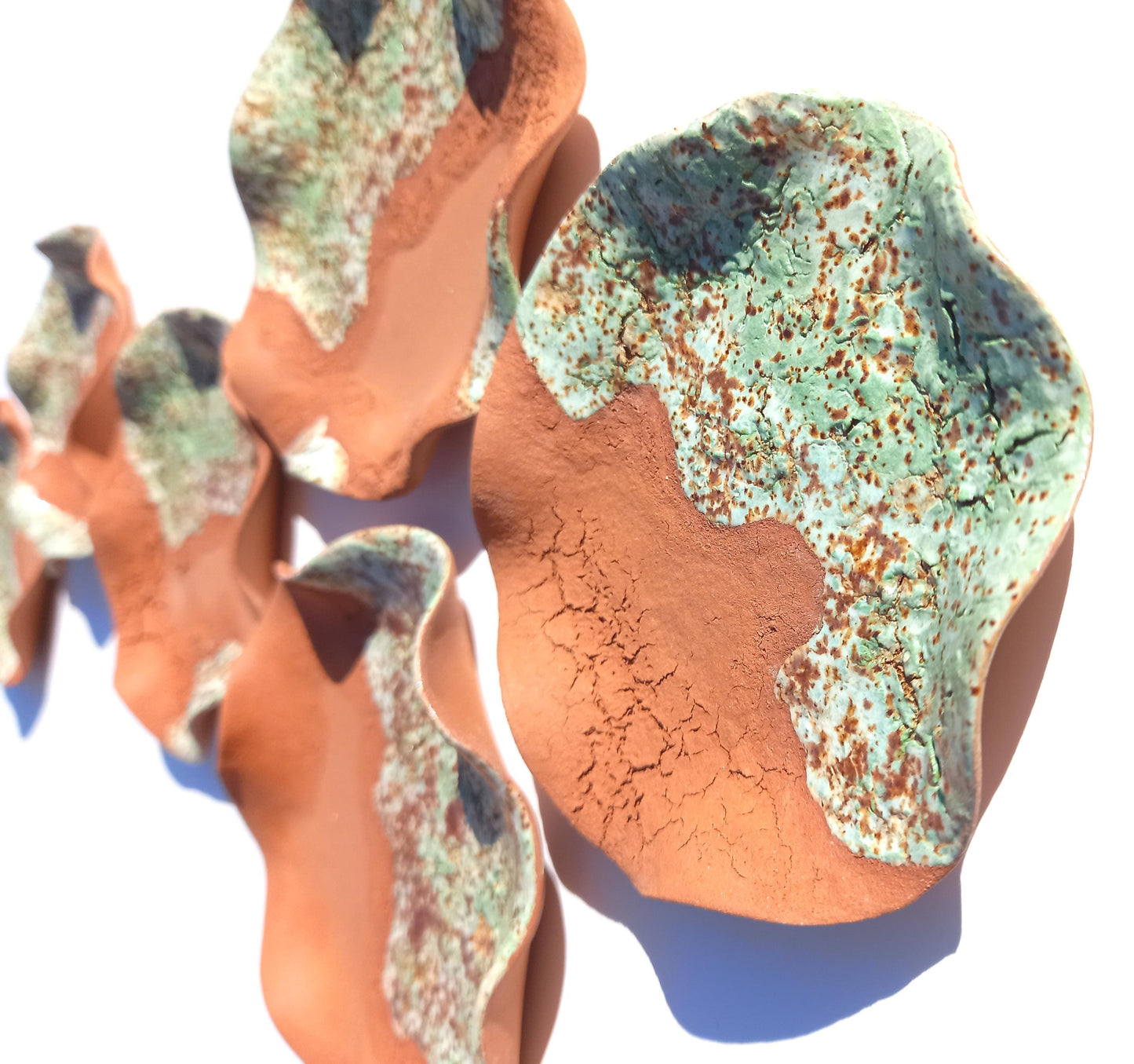 Pistachio Green & Terracotta Wall Art - Ceramic Sculpture - Modern Decorative Tiles - Made to Order