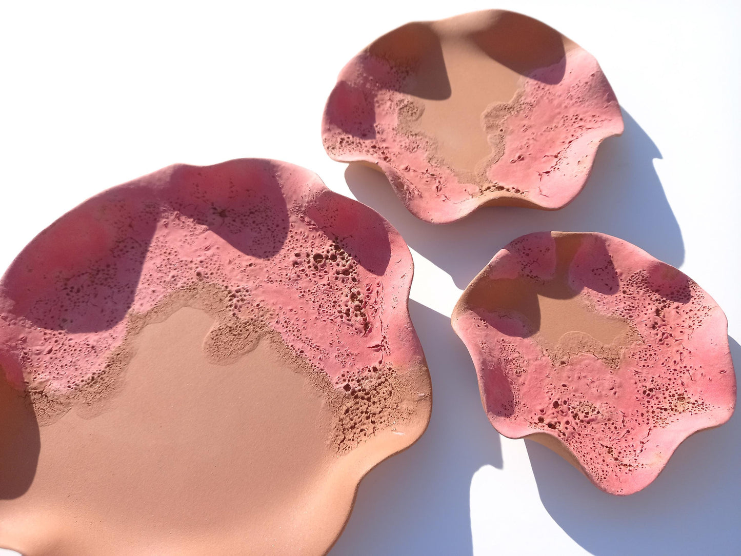 Terracotta Flower Tile Wall Art: Pink Blush Ceramic Sculpture, Made to Order