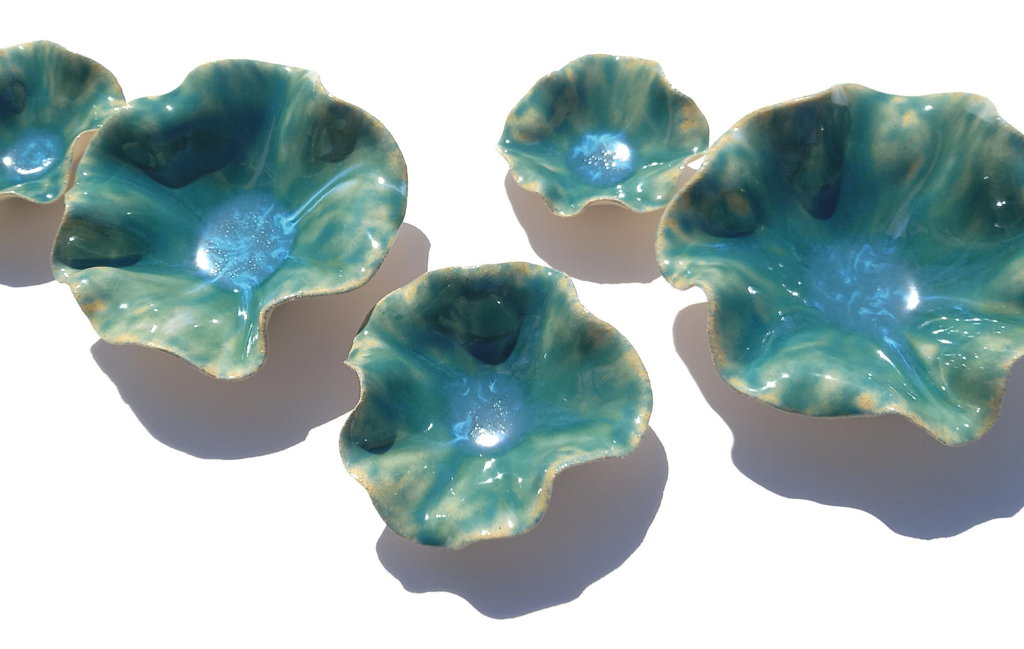 Handmade Ceramic Flower Wall Decor: Light Green & Blue Tulips (Made to Order)