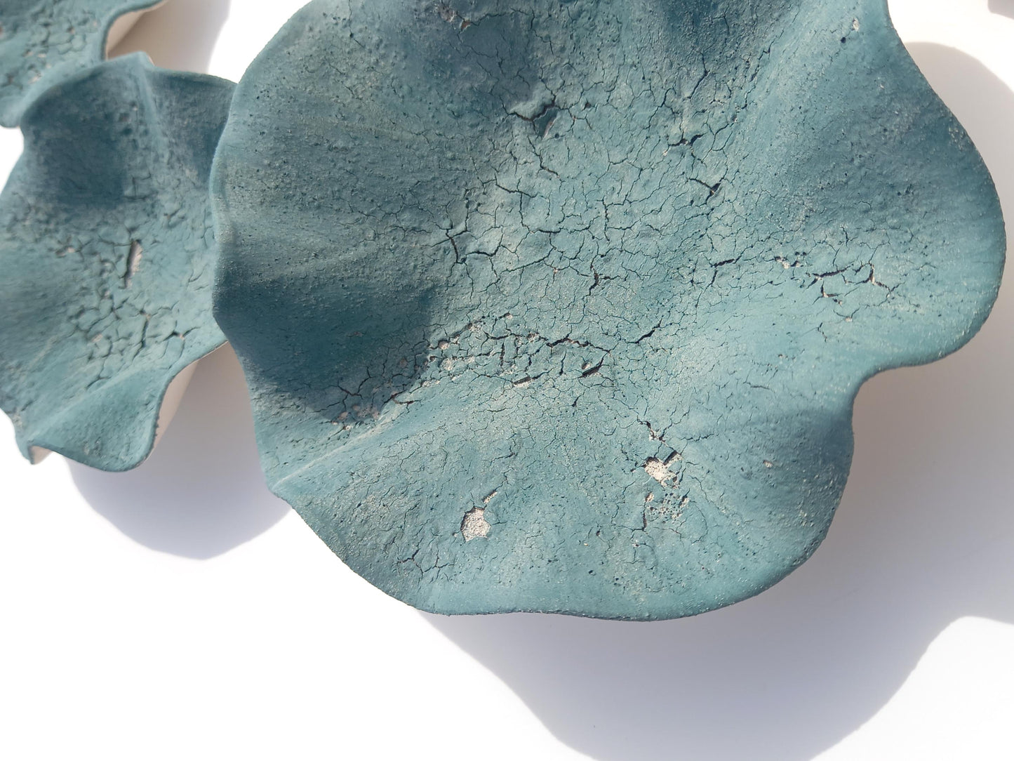 Teal Ceramic Flower Wall Art Tiles: Handmade Tulip Sculpture, Made to Order