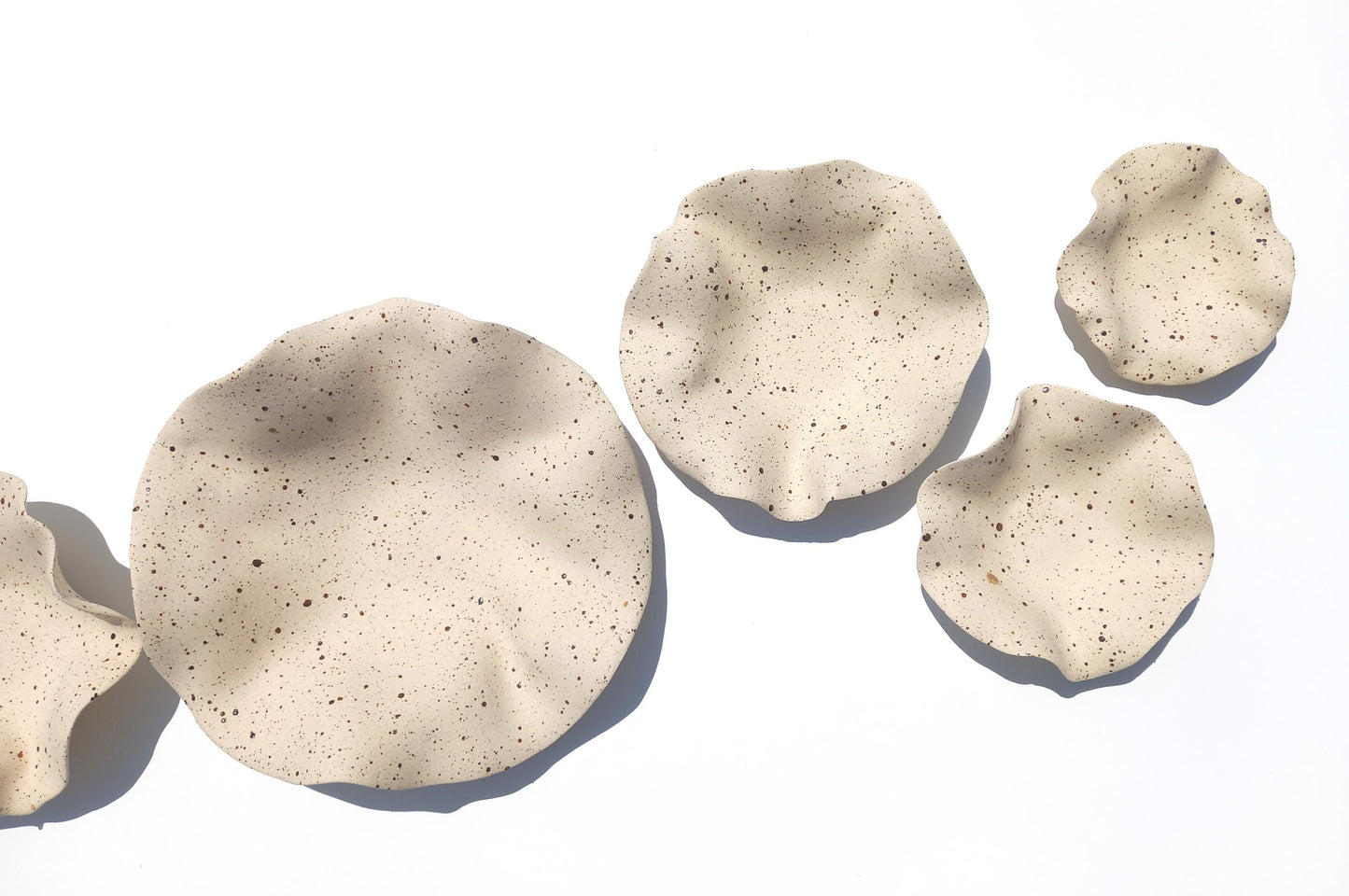 Beige Speckled Ceramic Wall Art: Handmade Art Decor, Made to Order