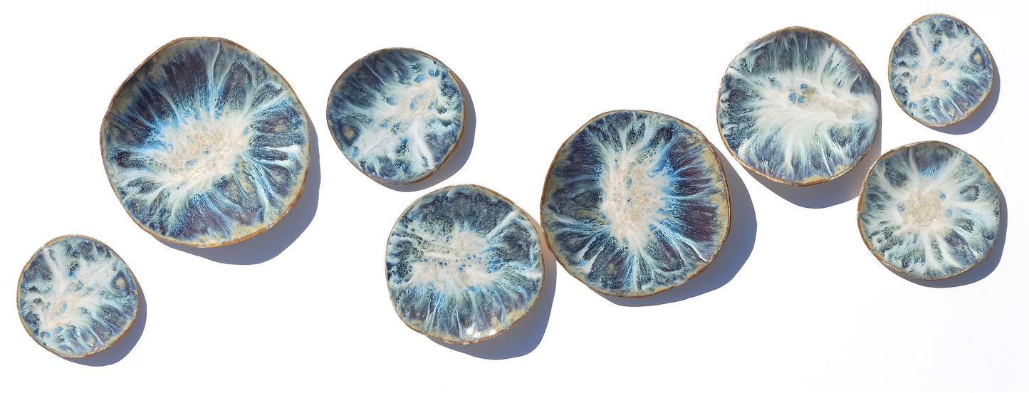 Organic Porcelain Wall Art Tiles - Blue, White & Honey - Made To Order