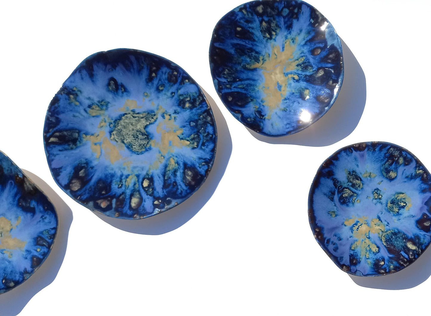 Organic Porcelain Wall Art Tiles - Blue & Honey - Made To Order
