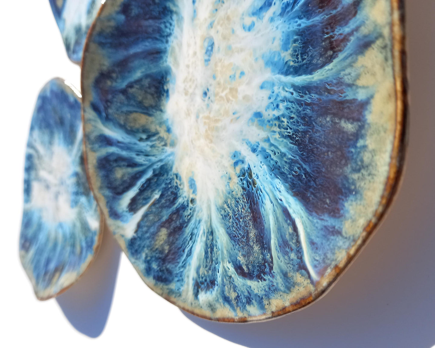 Organic Porcelain Wall Art Tiles - Blue, White & Honey - Made To Order