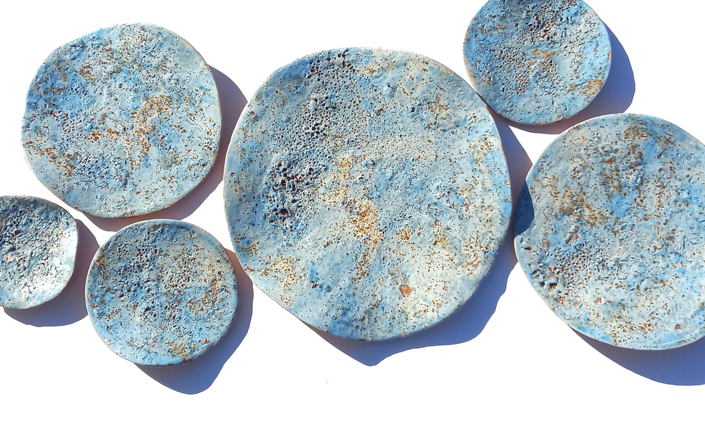 Sky Blue Terracotta Wall Art - Ceramic Wall Sculpture - Modern Decorative Tiles - Made to Order