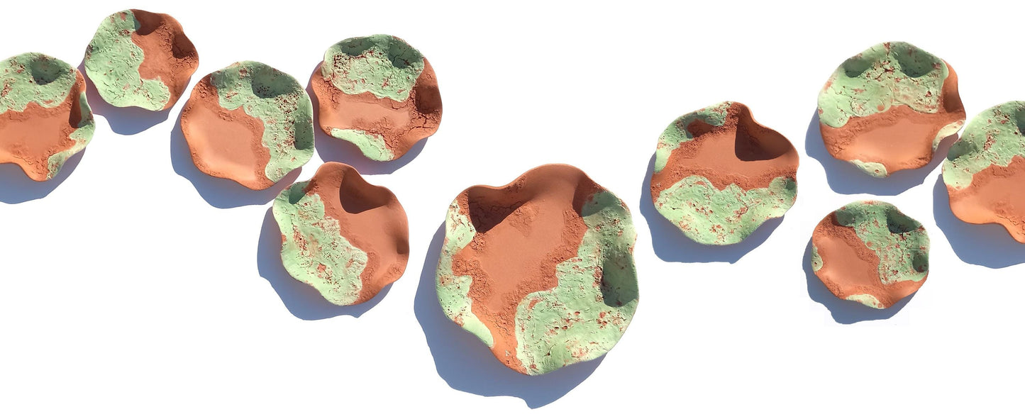 Light Green Terracotta Wall Art Tiles: Flower Ceramic Sculpture (Made to Order)