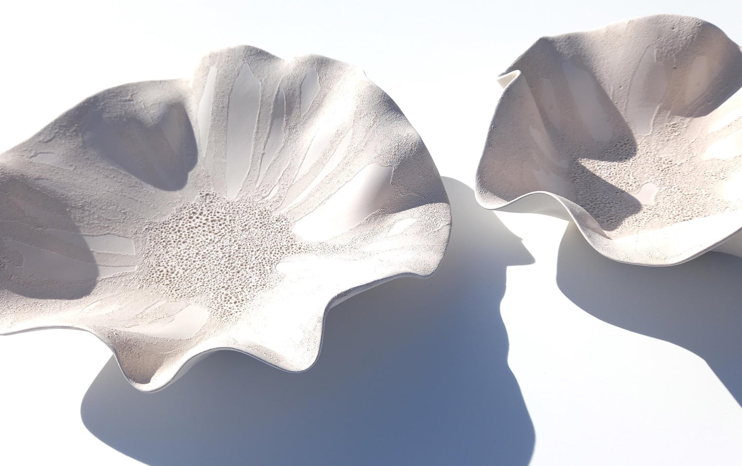 White Ceramic Flower Wall Art Tiles: Large Floral Wall Sculpture (Made to Order)