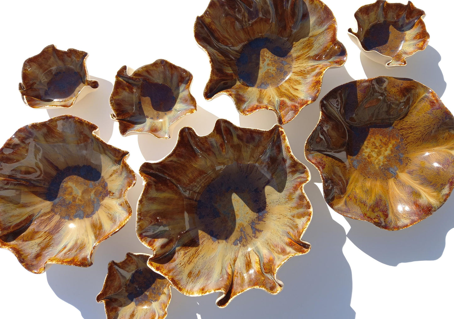 Amber Porcelain Wall Sculptures: Handmade Ceramic Art Installation - MADE TO ORDER