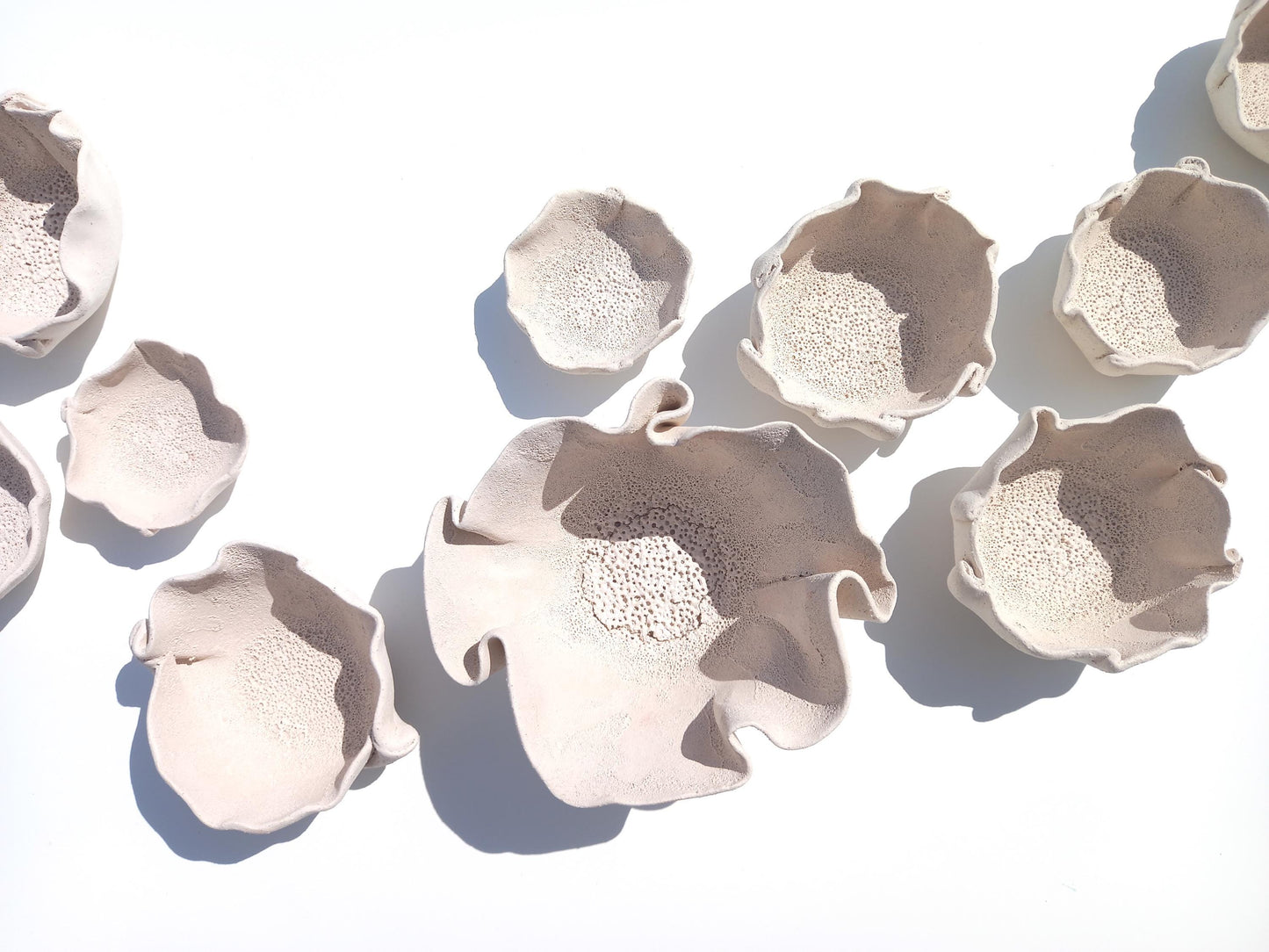 Off-white Ceramic Wall Art - Floral Sculpture - Modern Tiles - MADE TO ORDER