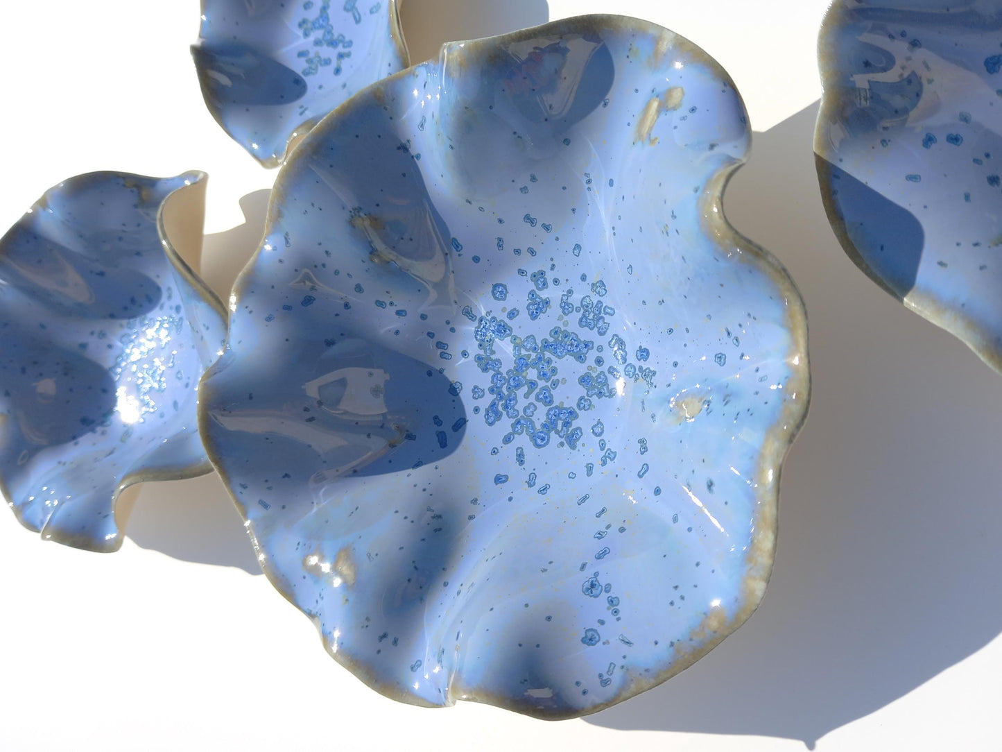 Light Blue Porcelain Wall Art Sculpture Set - Handmade Tulip Ceramic, Made to Order