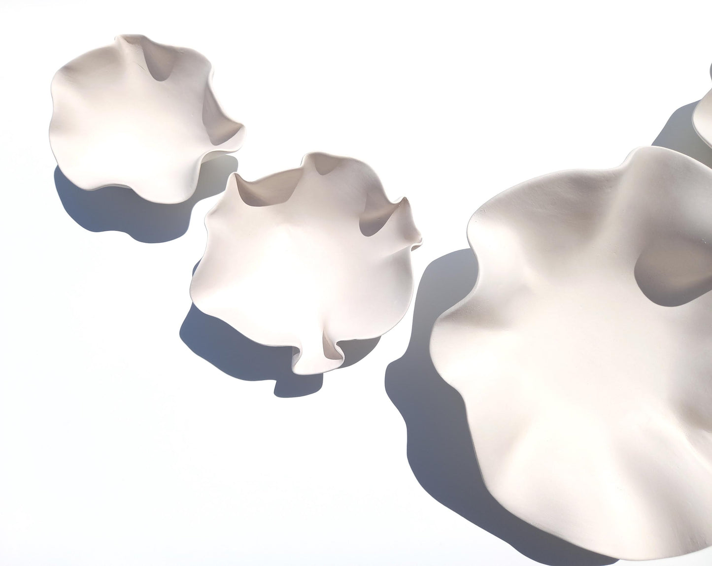 White Ceramic Flower Wall Art Tiles: Handmade Floral Sculpture (Made to Order)