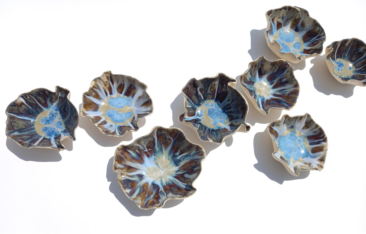 Handmade Porcelain Tulip Wall Art: Blue, Honey, Brown - Made to Order