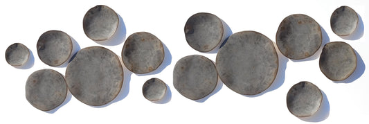 Taupe Gray & Stone Ceramic Wall Sculpture: Organic Round Porcelain Tile Art, Made to Order