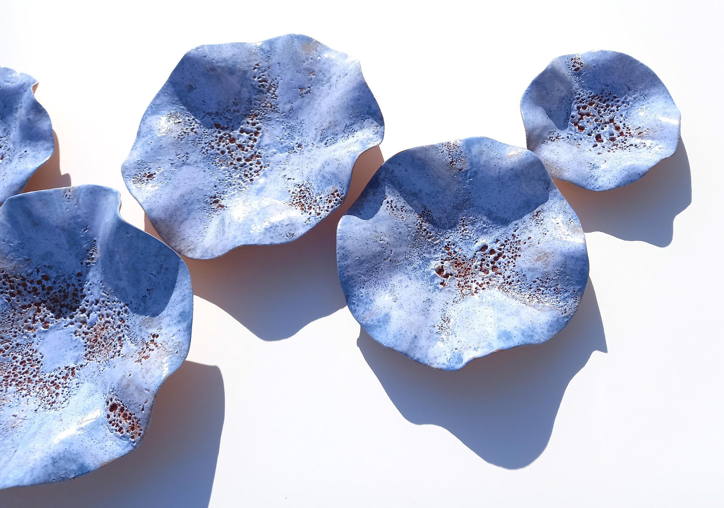 Glazed Terracotta Tile Wall Art: Denim Blue Ceramic Sculpture, Made to Order
