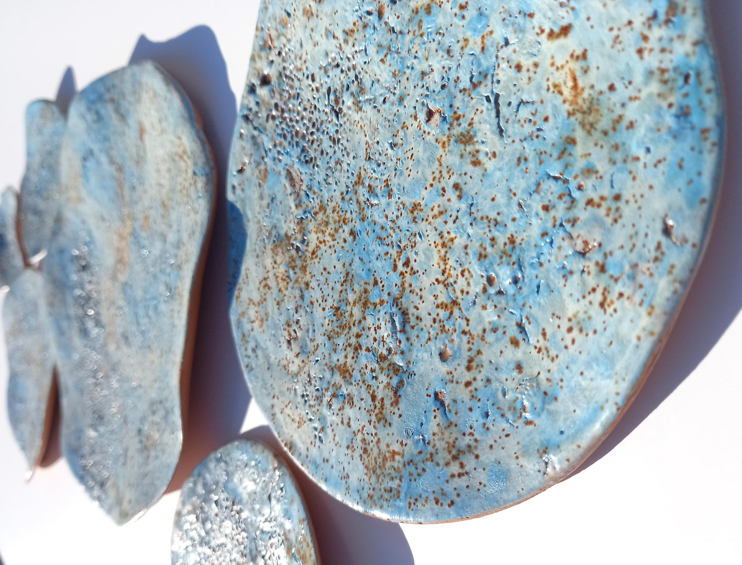 Sky Blue Terracotta Wall Art - Ceramic Wall Sculpture - Modern Decorative Tiles - Made to Order